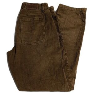 LL Bean Signature Corduroy Pants Mens 34x32 Brown Slim Straight Fit